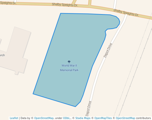 walking in World War II Memorial Park map in Purvis