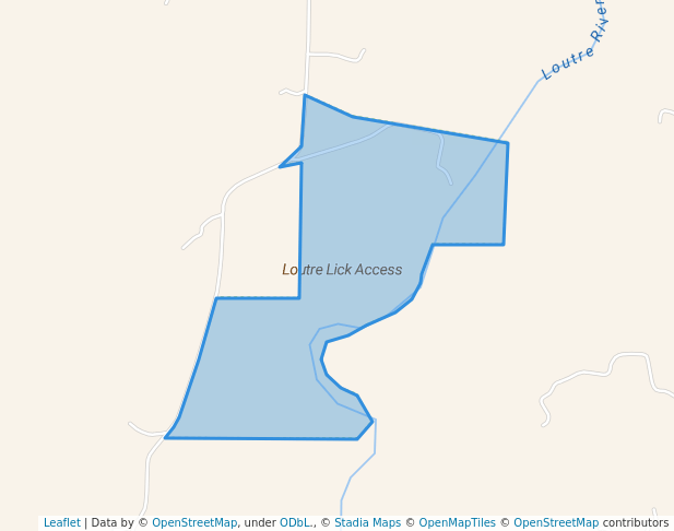 walking in Loutre Lick Access map in Mineola