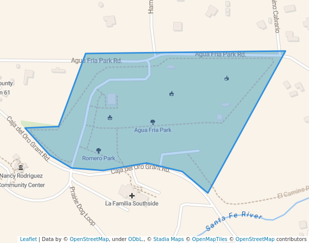 walking in Agua Fria Park map in Santa Fe