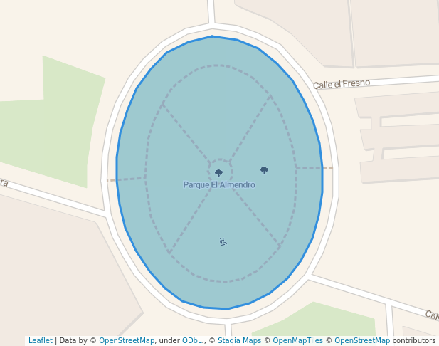 walking in Parque El Almendro map in Puebla de la Calzada