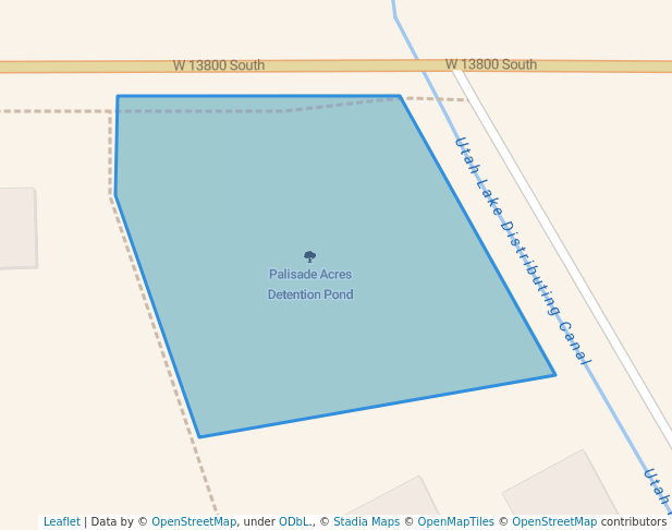 walking in Palisade Acres Detention Pond map in Bluffdale