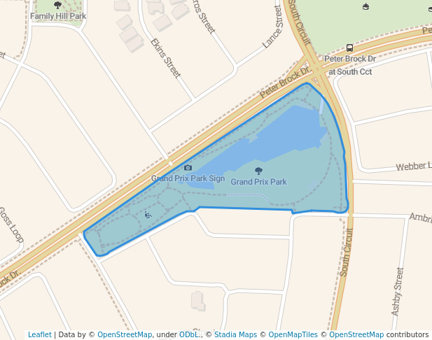 walking in Grand Prix Park map in Oran Park