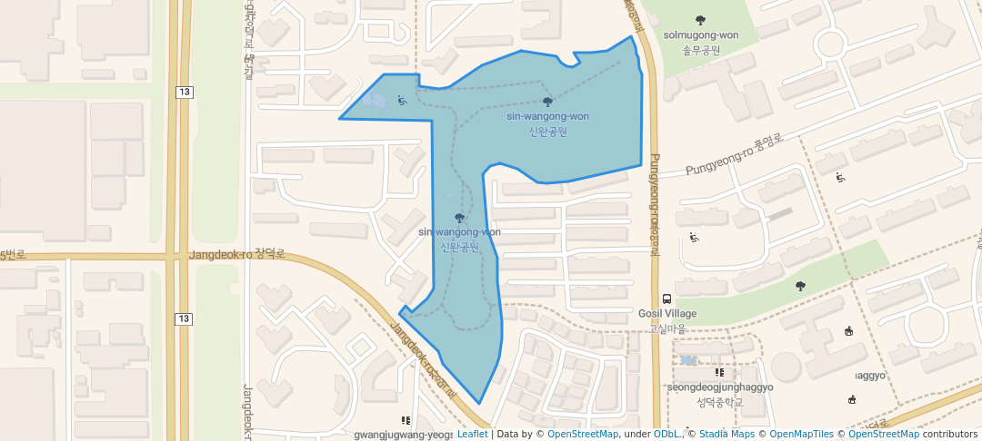 walking in 신완공원 map in Gwangju