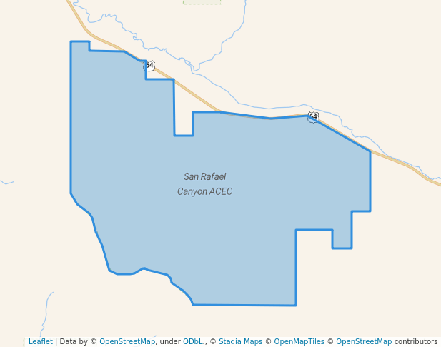 walking in San Rafael Canyon ACEC map in Blanco