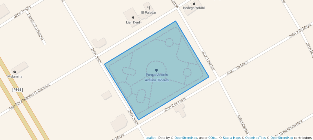 walking in Parque Andrés Avelino Cáceres map in Huancayo