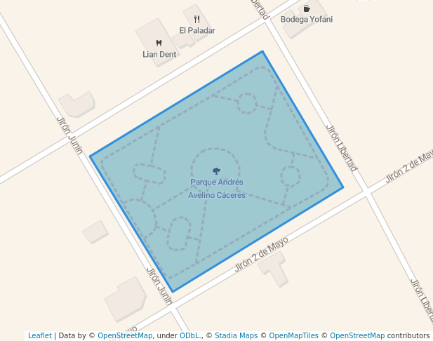 walking in Parque Andrés Avelino Cáceres map in Huancayo