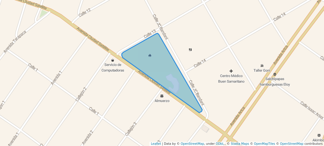 walking in Plaza Traingular map in La Paz