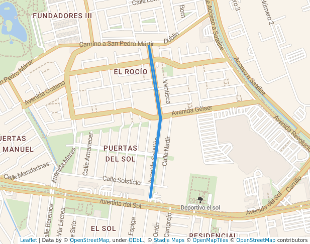 walking in Puertas El Sol map in Santiago de Querétaro