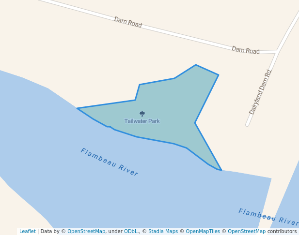 walking in Tailwater Park map in Ladysmith