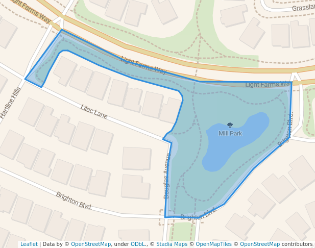 walking in Mill Park map in Celina