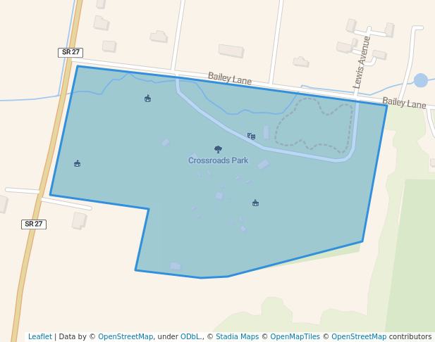 walking in Crossroads Park map in Powells Crossroads