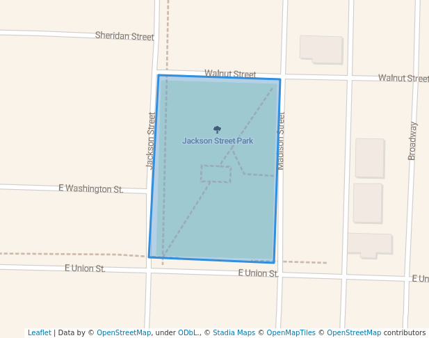 walking in Jackson Street Park map in Macon