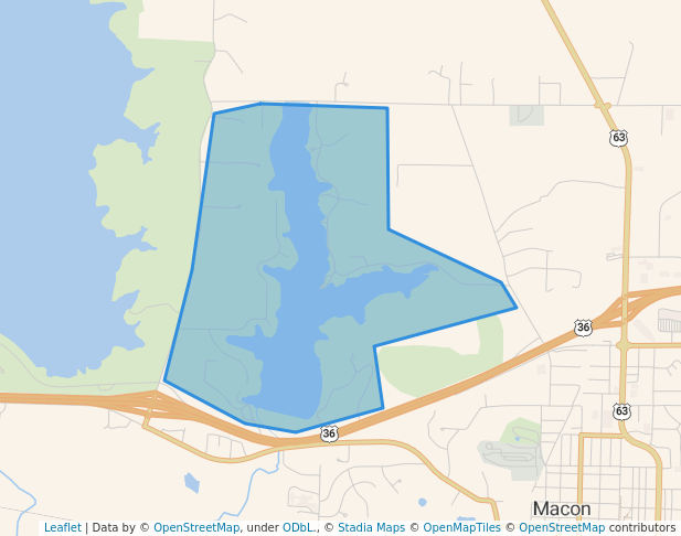 walking in Macon County Park map in Macon