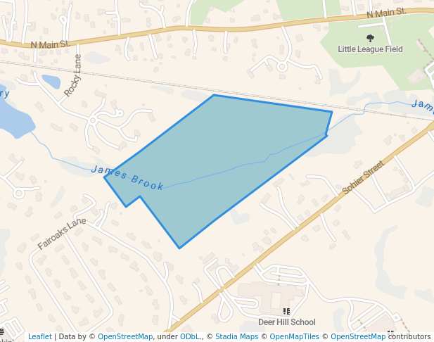 walking in James Brook Woods map in Cohasset