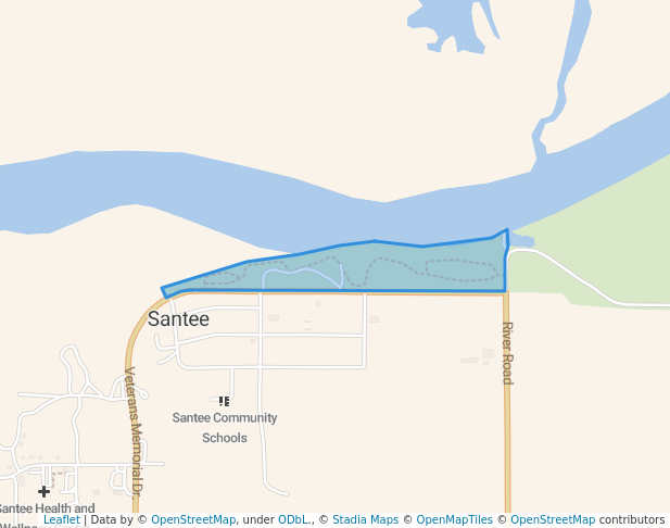 walking in Santee Sioux Recreation Park map in Santee