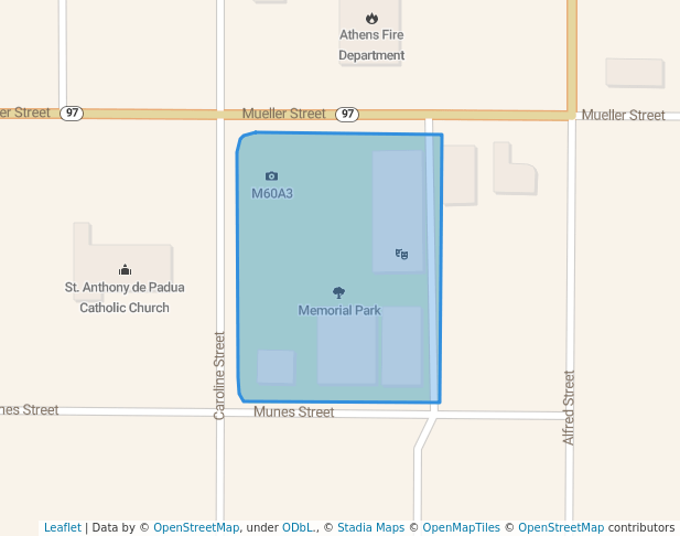 walking in Memorial Park map in Athens