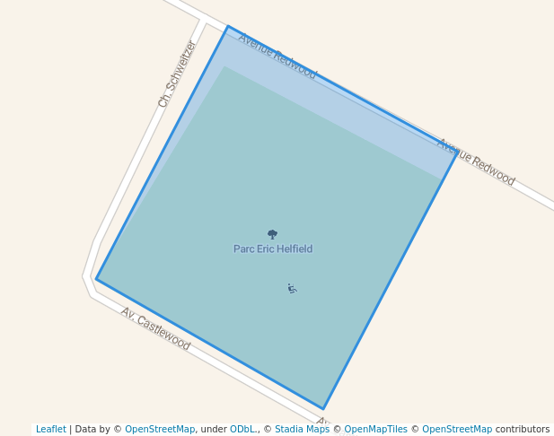 walking in Parc Eric Helfield map in Côte Saint-Luc
