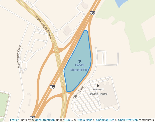 walking in Gander Memorial Park map in Hopkinsville