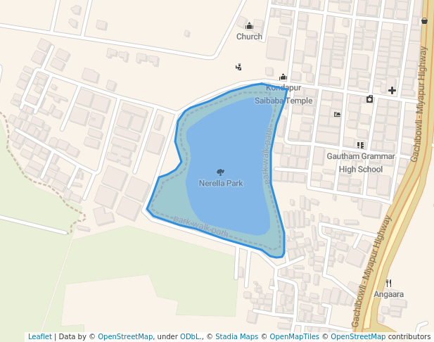 walking in Nerella Park map in Kondapur