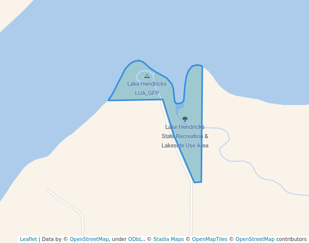 walking in Lake Hendricks State Recreation & Lakeside Use Area map in White