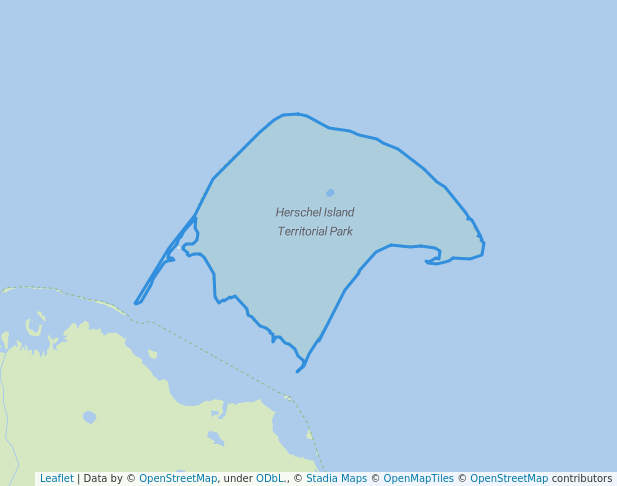 walking in Herschel Island Territorial Park map in Old Crow
