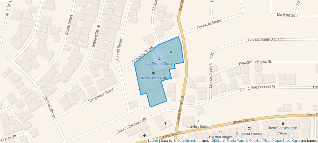 walking in Sta. Cecilia Park map in Las Piñas