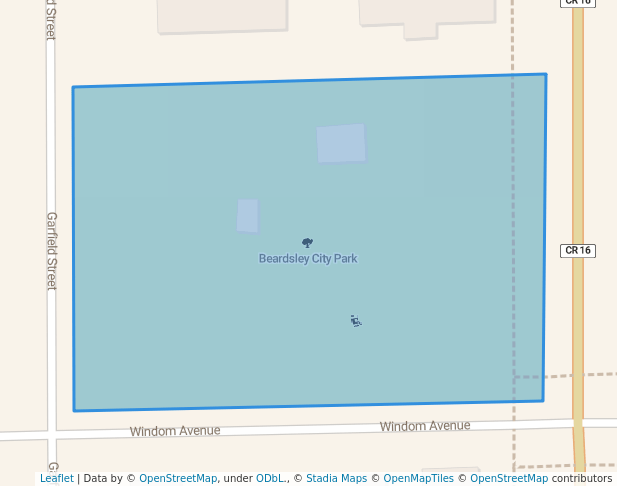 walking in Beardsley City Park map in Beardsley