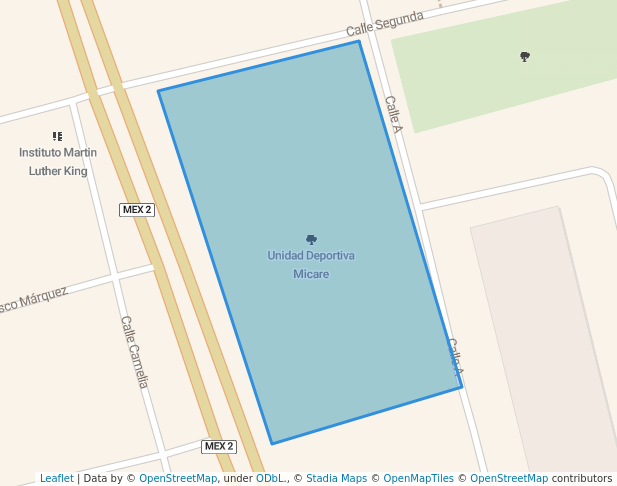 walking in Unidad Deportiva Micare map in Piedras Negras