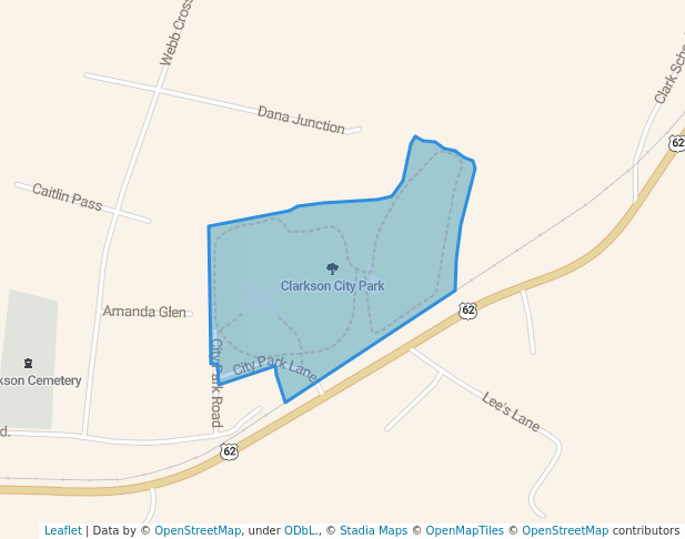 walking in Clarkson City Park map in Clarkson