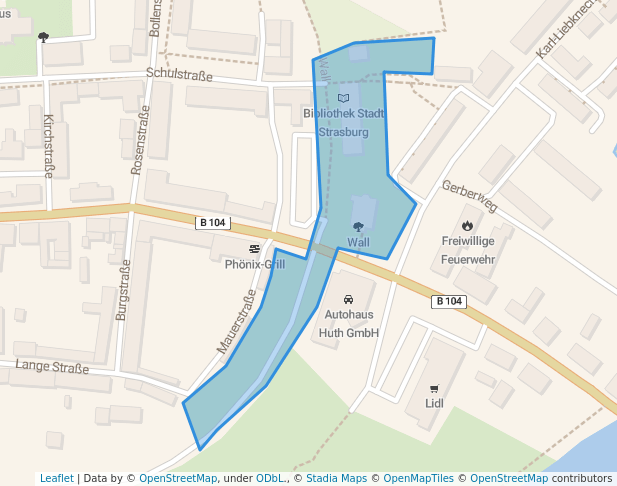 walking in Wall map in Strasburg (Uckermark)