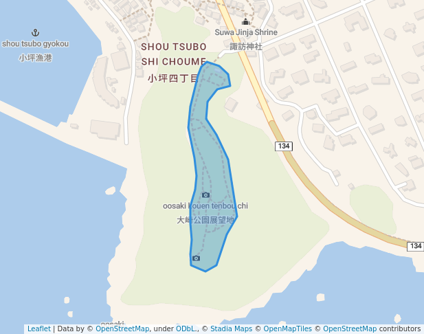 walking in 大崎公園 map in Zushi