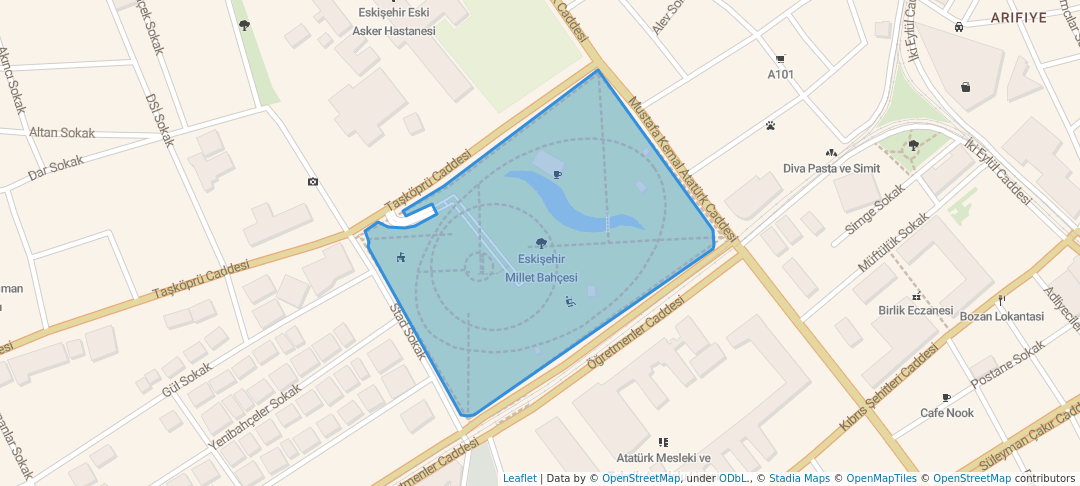 walking in Eskişehir Millet Bahçesi map in Eskişehir