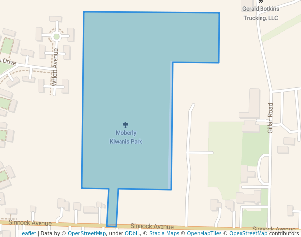 walking in Moberly Kiwanis Park map in Moberly