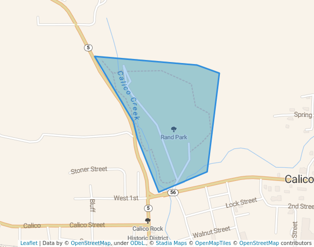 walking in Rand Park map in Calico Rock