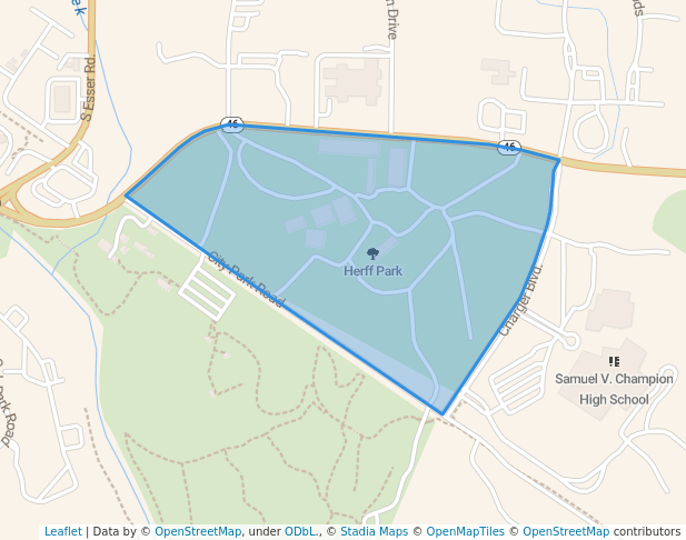 walking in Herff Park map in Boerne