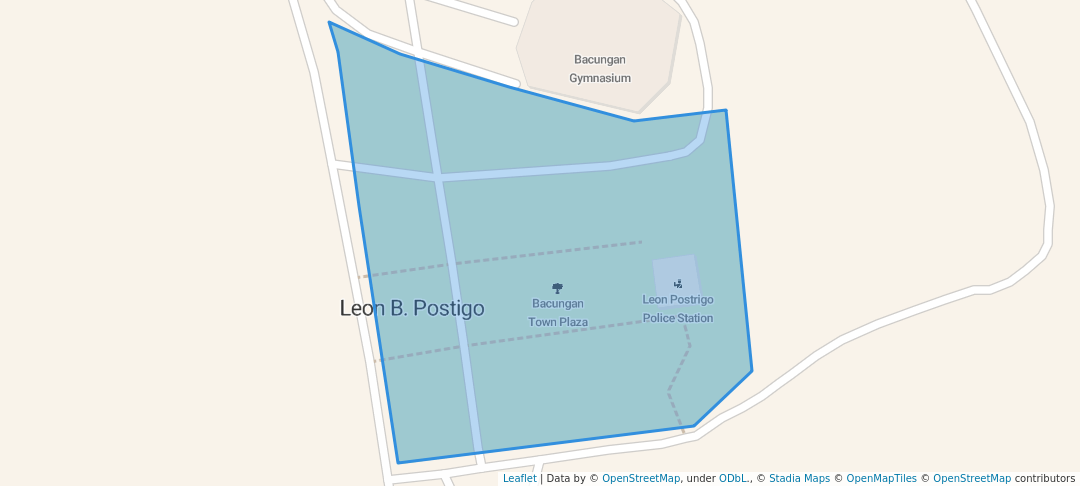 walking in Bacungan Town Plaza map in Leon B. Postigo