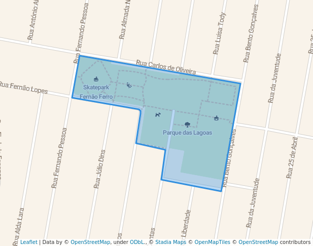 walking in Parque das Lagoas map in Fernão Ferro