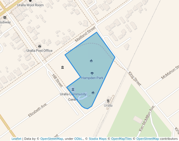 walking in Hampden Park map in Uralla