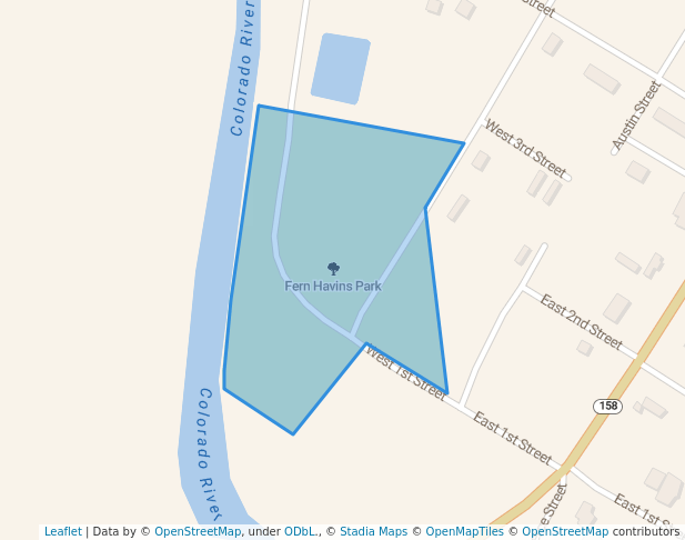 walking in Fern Havins Park map in Robert Lee