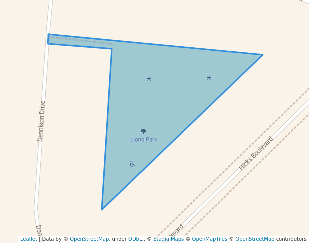 walking in Lions Park map in Fairfield