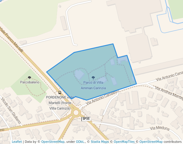 walking in Parco di Villa Amman Carinzia map in Pordenone