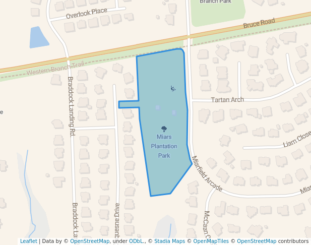 walking in Miars Plantation Park map in Chesapeake