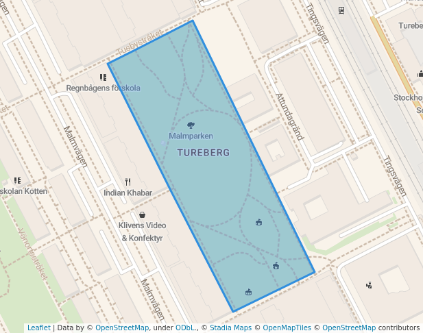 walking in Malmparken map in Sollentuna