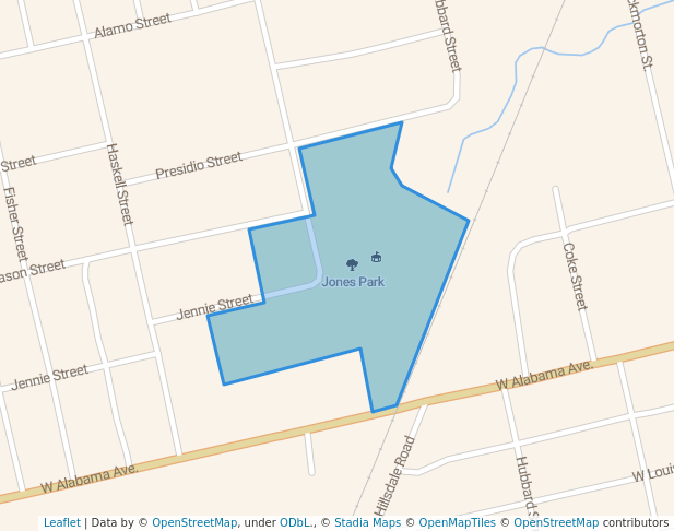 walking in Jones Park map in Sweetwater