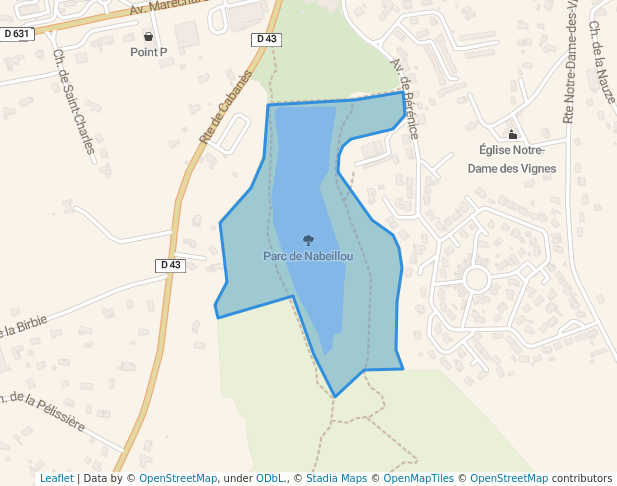 walking in Parc de Nabeillou map in Graulhet