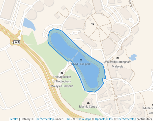 walking in UNM Lake park map in Semenyih