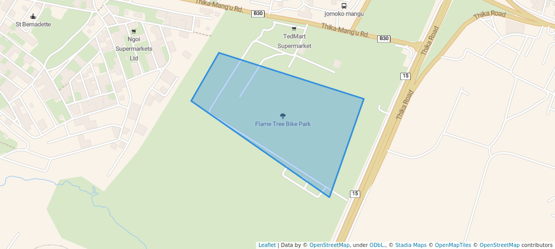 walking in Flame Tree Bike Park map in Thika