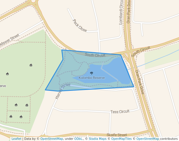 walking in Kolombo Reserve map in Oran Park