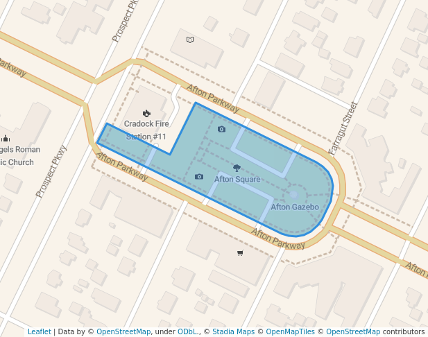 walking in Afton Square map in Portsmouth