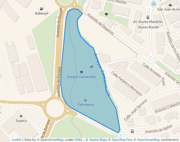 walking in Parque Camarmilla map in Alcalá de Henares